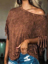 Women's T-Shirts Leopard Print Fringe Short Sleeve T-Shirt