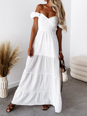 Women's Dresses Short Sleeve Off Shoulder Strap Dress Maxi Dresses