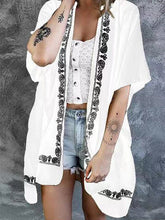 Women's Cardigans Loose Pattern Beach Sunscreen Mid Sleeve Cardigan T-shirts