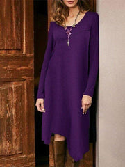 Crew Neck Casual Plain Dresses