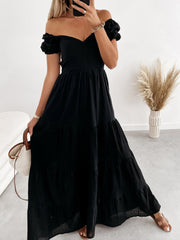 Women's Dresses Short Sleeve Off Shoulder Strap Dress Maxi Dresses