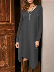 Crew Neck Casual Plain Dresses