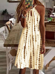 Women's Dresses Printed Halterneck Sleeveless Mini Dress Skater Dresses