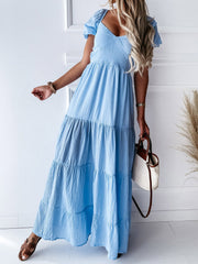 Women's Dresses Short Sleeve Off Shoulder Strap Dress Maxi Dresses