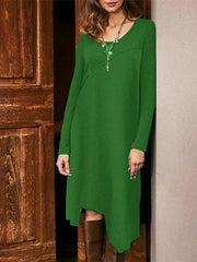 Crew Neck Casual Plain Dresses