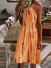 Women's Dresses Printed Halterneck Sleeveless Mini Dress Skater Dresses