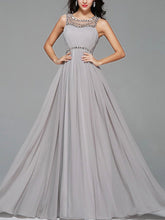 Sequined Solid Color O-Neck Sleeveless Backless Evening Dresses