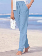 Solid Pocketed Loosen Vacation Pants