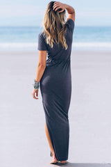Fashion Lacing Vent V neck Skater Dresses