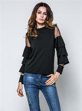 Fashion Grenadine Gored Mandarin sleeve T-Shirts