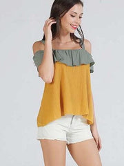 Off shoulder Falbala Vest T-Shirts