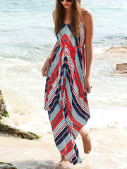 Asymmetric Printed Sleeveless Maxi Dress