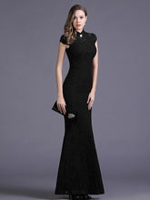 Elegant Cap Sleeve High Collar Mermaid Dress Evening Dress