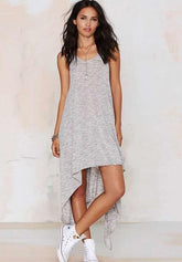Loose Sleeveless V neck Irregular Maxi Dresses