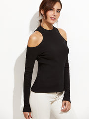 Off Shoulder Long Sleeve Slim T-Shirts
