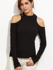 Off Shoulder Long Sleeve Slim T-Shirts