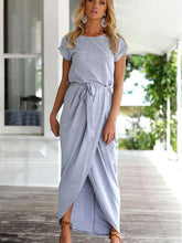 Pure Short sleeve Round neck Irregular Maxi Dresses