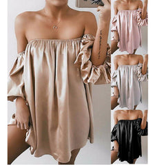 Sexy Off-Shoulder Pure Color Long Sleeve Evening Blouses