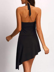 V neck Lacing Backless Skater Dresses
