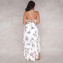 Sexy Backless V neck Irregular Maxi Dresses