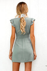 Sexy V neck Fastener Skater Dresses