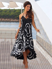 Asymmetry Floral V-Neck Maxi Dress