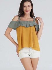 Off shoulder Falbala Vest T-Shirts