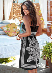 Off Shoulder Printed Shift Dress