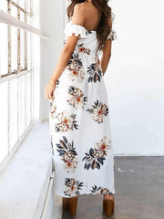Off shoulder Floral Vest Irregular Skater Dresses