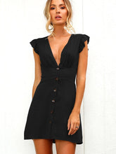 Sexy V neck Fastener Skater Dresses