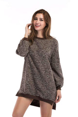 Fashion Round neck Long sleeve Irregular Sweaters