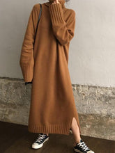 Casual High Collar Long Knitted Maxi Dress