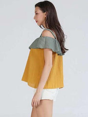 Off shoulder Falbala Vest T-Shirts