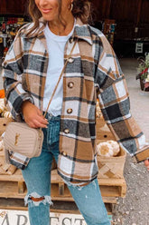Fashion Big Plaid Coat Woolen Coat Tops(6 Colors)