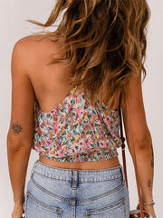 V-neck Loose Floral Print Resort Beach Sleeveless T-shirt Vests