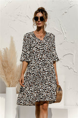 V-neck flared sleeve fashion skater dresses