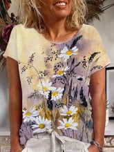 Vintage Cotton-Blend Floral-Print Short Sleeve T-Shirts