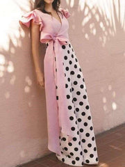Fashion Point Lacing Falbala Jumpsuits