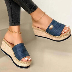 Woman Resort Hemp Rope Sole Wedge Sandals