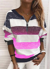 Women Printed Zipper Casual Sweatshirts