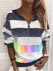 Women Printed Zipper Casual Sweatshirts