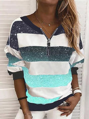 Women Printed Zipper Casual Sweatshirts