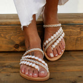 Women's Romantic Flower Decorative Wedding Flip-On Sandals