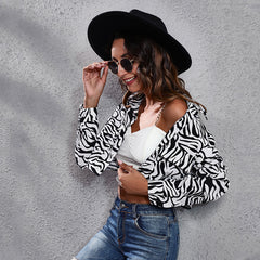 Women fashion casual grid and stripe long sleeve comfy blouse jackets