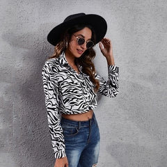 Women fashion casual grid and stripe long sleeve comfy blouse jackets