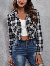 Women fashion casual grid and stripe long sleeve comfy blouse jackets