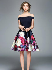 Elegant Printed Slim Fit Mini Dress