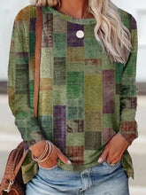 Cotton-Blend Abstract Holiday Long Sleeve Shirts & Tops