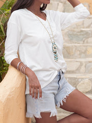 V Neck Long Sleeve Shirts & Tops