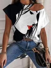 White-Black Printed Abstract Casual Shirts & Tops